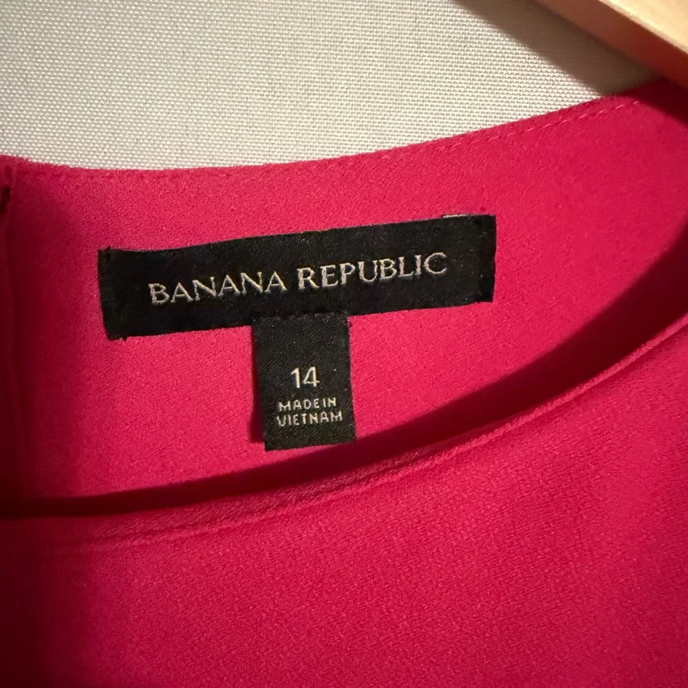 Banana Republic Pink Shift‎ Dress Ruffle Sleeve Button Back Size 14